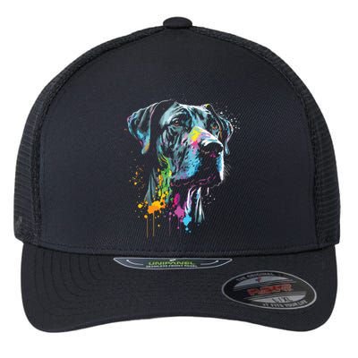 Great Dane Face Splash Art Portrait For Dog Owners Flexfit Unipanel Trucker Cap