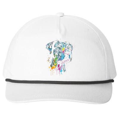 Great Dane Face Splash Art Portrait For Dog Owners Snapback Five-Panel Rope Hat