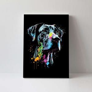 Great Dane Face Splash Art Portrait For Dog Owners Canvas