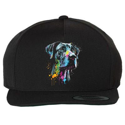 Great Dane Face Splash Art Portrait For Dog Owners Wool Snapback Cap