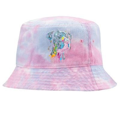 Great Dane Face Splash Art Portrait For Dog Owners Tie-Dyed Bucket Hat