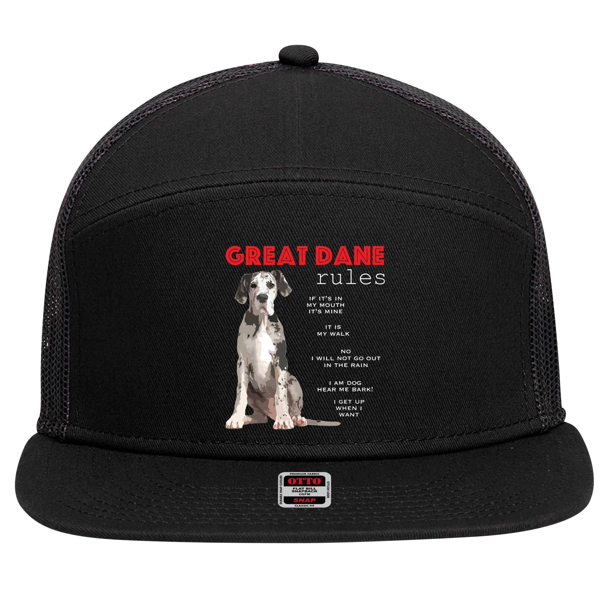 Great Dane Funny Great Dane Lover 7 Panel Mesh Trucker Snapback Hat