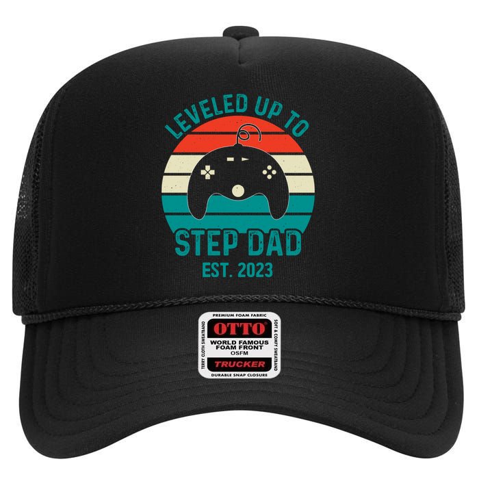 Gamer Dad Fathers Day Step Dad High Crown Mesh Back Trucker Hat