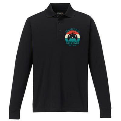 Gamer Dad Fathers Day Step Dad Performance Long Sleeve Polo