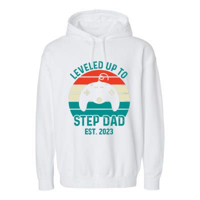 Gamer Dad Fathers Day Step Dad Garment-Dyed Fleece Hoodie