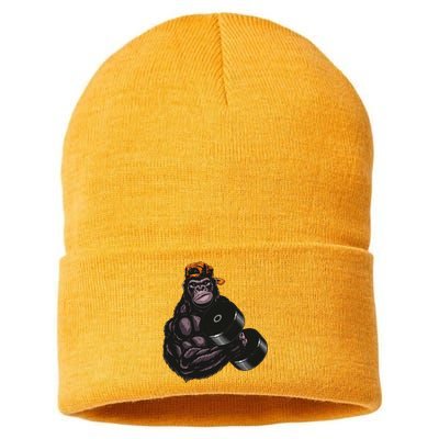 Gorilla Dumbbell Fitness Workout Gym For Lover Bodybuilding Sustainable Knit Beanie