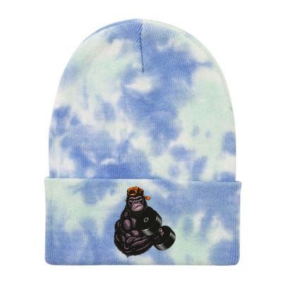 Gorilla Dumbbell Fitness Workout Gym For Lover Bodybuilding Tie Dye 12in Knit Beanie