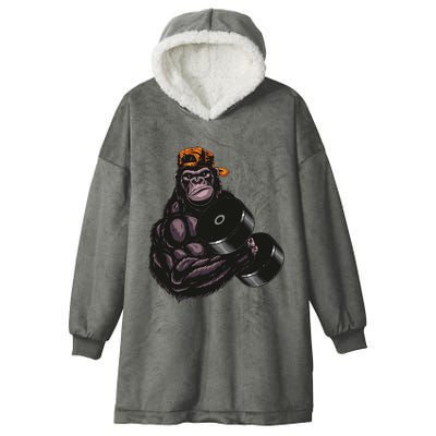 Gorilla Dumbbell Fitness Workout Gym For Lover Bodybuilding Hooded Wearable Blanket