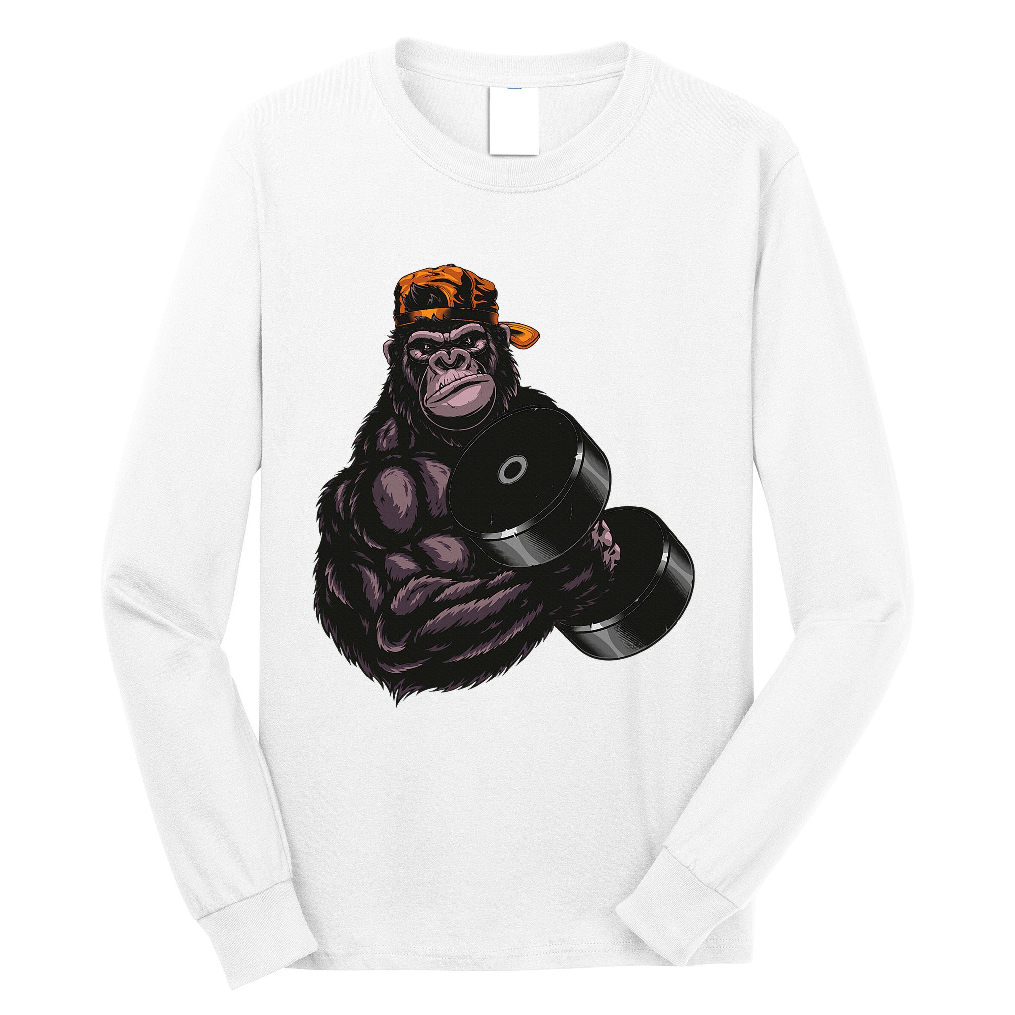 Gorilla Dumbbell Fitness Workout Gym For Lover Bodybuilding Long Sleeve Shirt