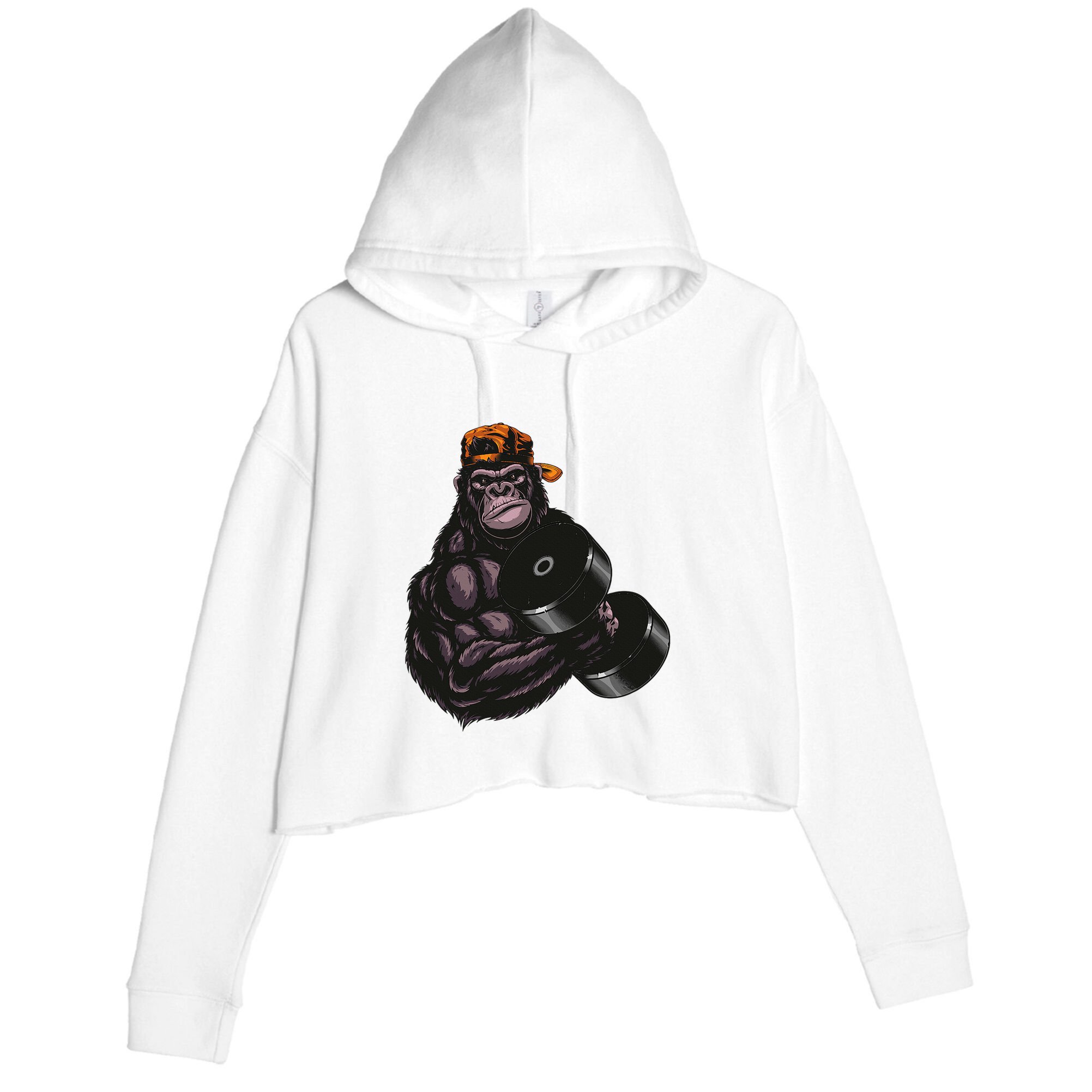 Gorilla Dumbbell Fitness Workout Gym For Lover Bodybuilding Crop Fleece Hoodie