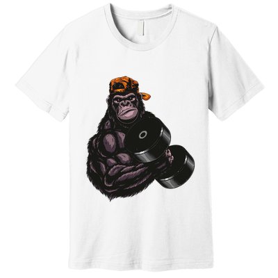 Gorilla Dumbbell Fitness Workout Gym For Lover Bodybuilding Premium T-Shirt