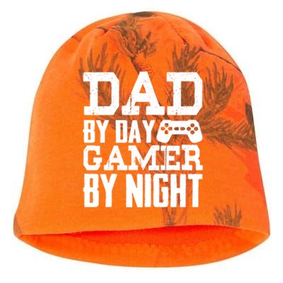 Gamer Dad Funny Gift Dad By Day Gamer By Night Funny Gift Kati - Camo Knit Beanie