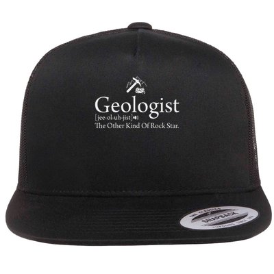 Geologist Definition Funny Rock Star Geology Flat Bill Trucker Hat