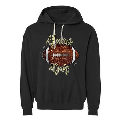 Game Day Football Bling Bling Football Lover Fall Autumn Garment-Dyed Fleece Hoodie