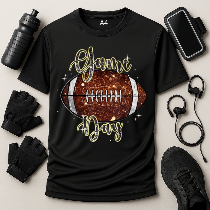 Game Day Football Bling Bling Football Lover Fall Autumn Cooling Performance Crew T-Shirt