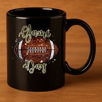 Game Day Football Bling Bling Football Lover Fall Autumn 11oz C Handle Ceramic Mug