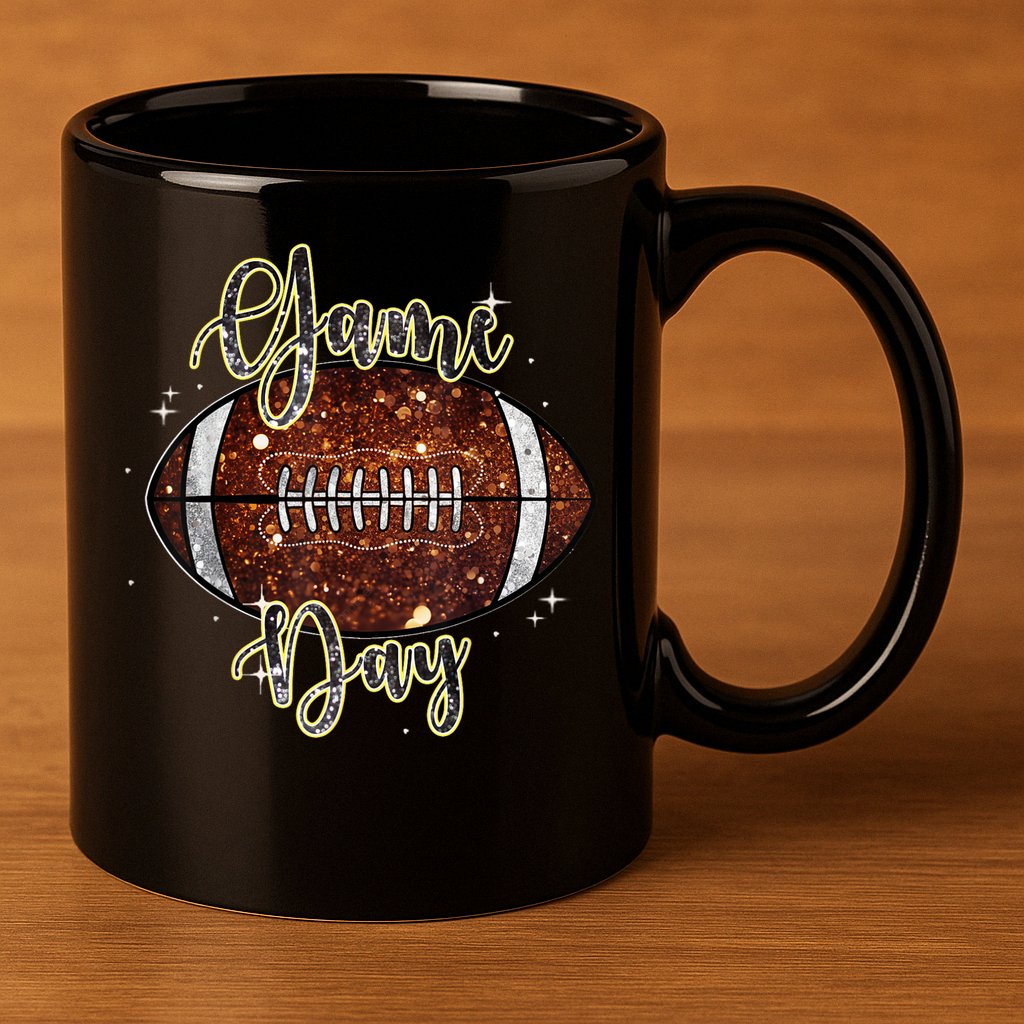 Game Day Football Bling Bling Football Lover Fall Autumn 11oz C Handle Ceramic Mug