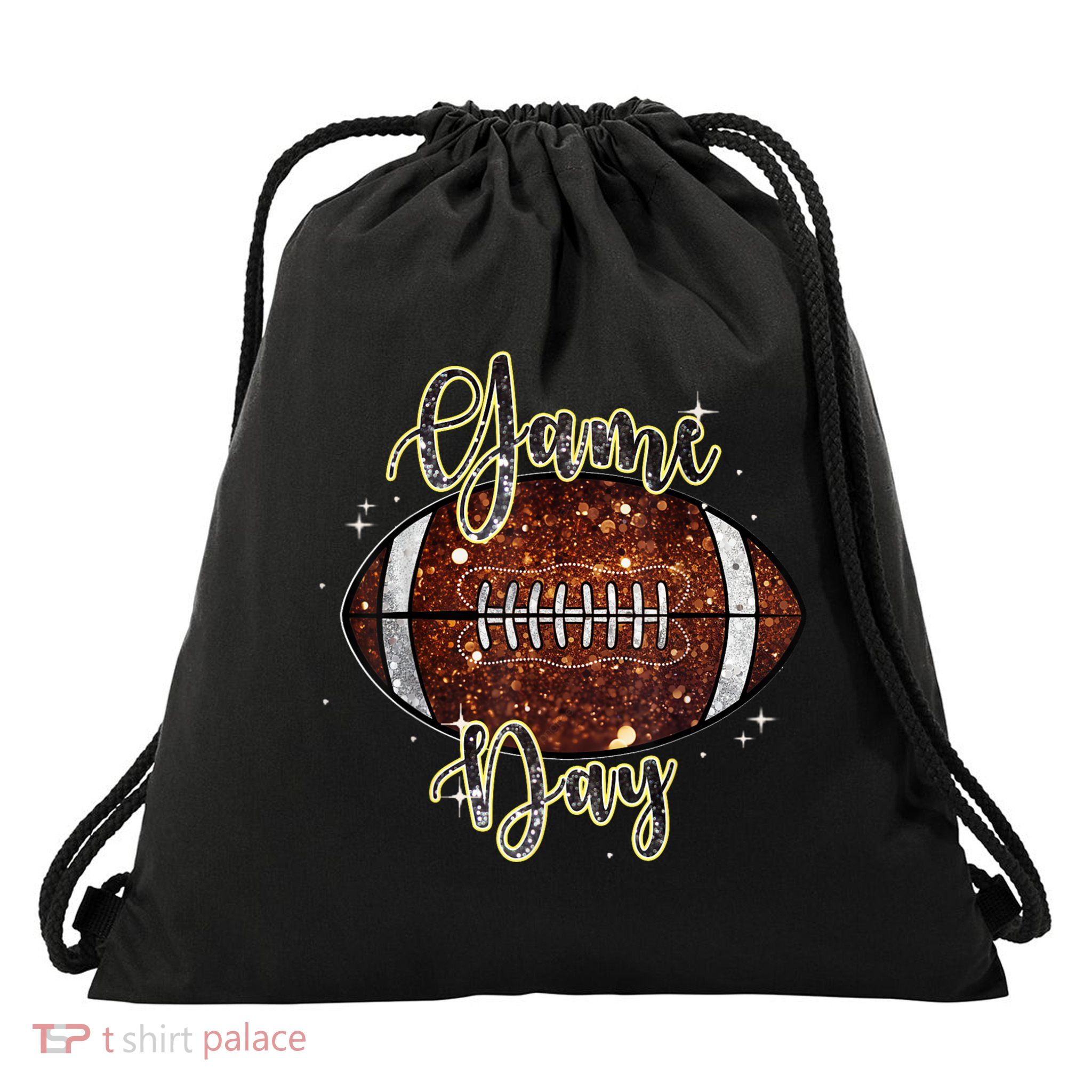 Game Day Football Bling Bling Football Lover Fall Autumn Drawstring Bag