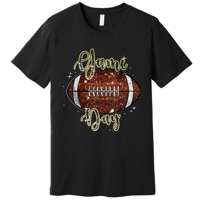 Game Day Football Bling Bling Football Lover Fall Autumn Premium T-Shirt