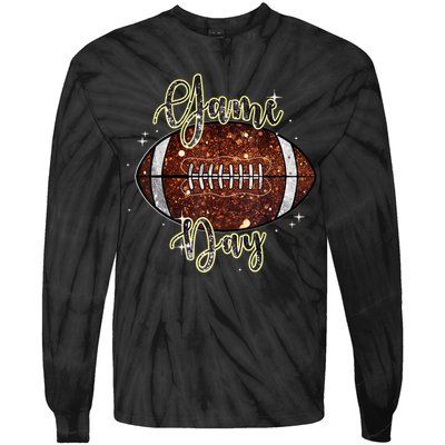 Game Day Football Bling Bling Football Lover Fall Autumn Tie-Dye Long Sleeve Shirt