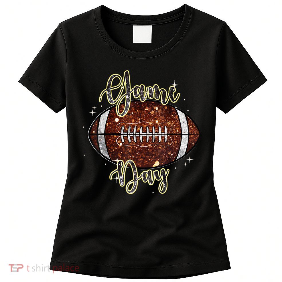 Game Day Football Bling Bling Football Lover Fall Autumn Womens T-Shirt