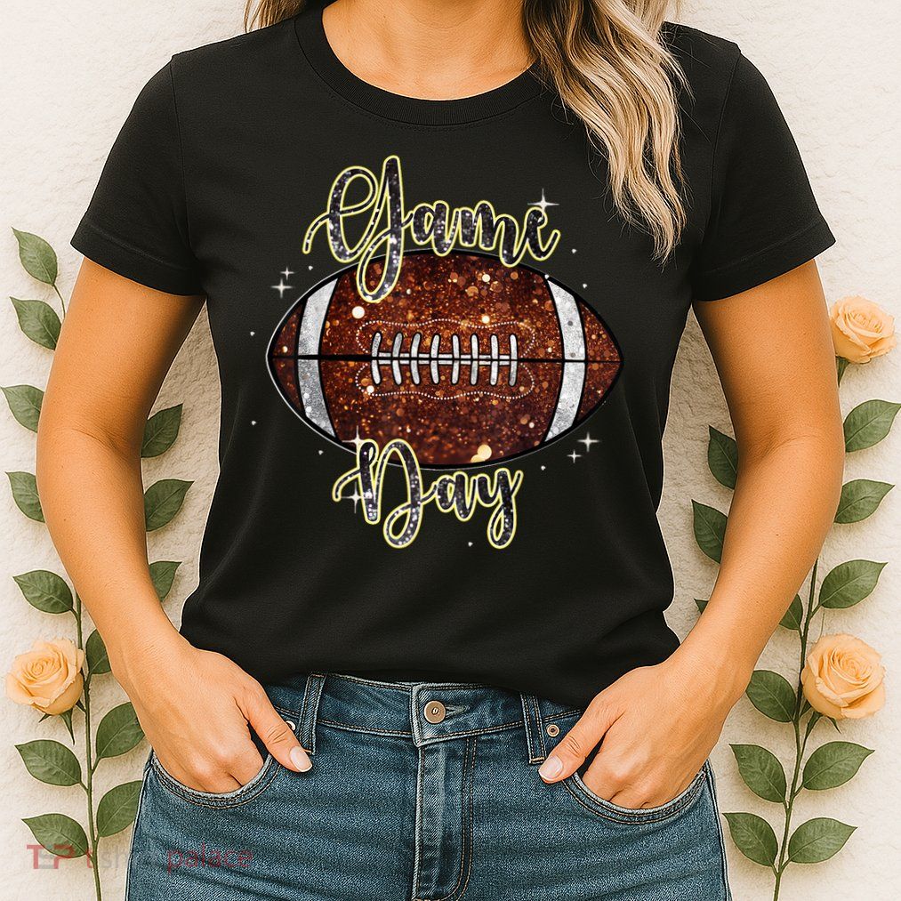 Game Day Football Bling Bling Football Lover Fall Autumn Womens T-Shirt