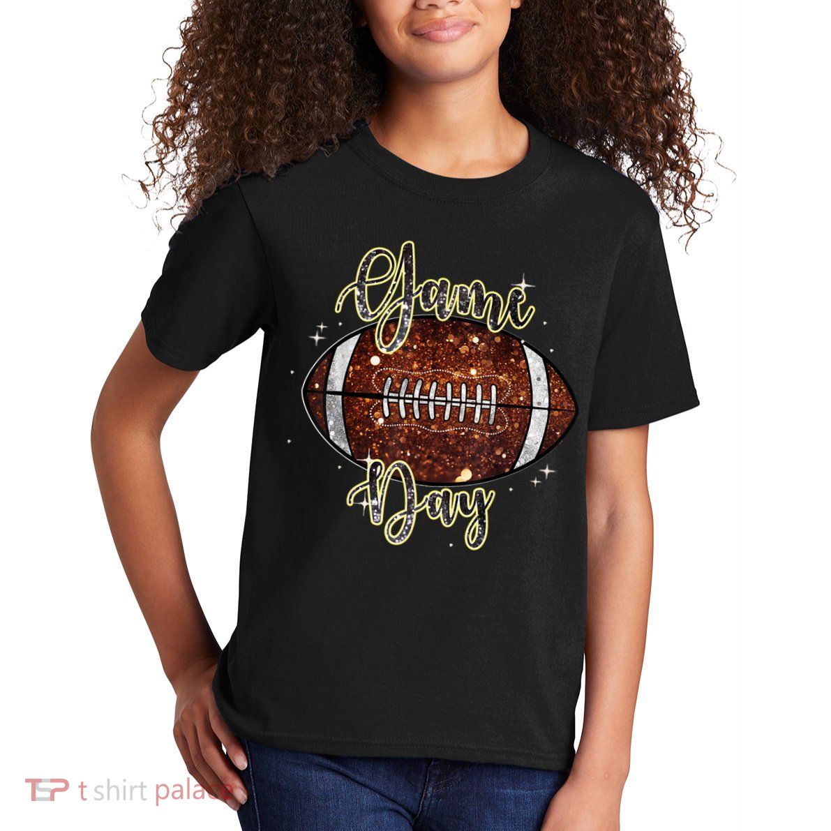 Game Day Football Bling Bling Football Lover Fall Autumn Kids T-Shirt