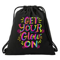 Glow Design for and Adults Bright Colors 80s Themed Drawstring Bag