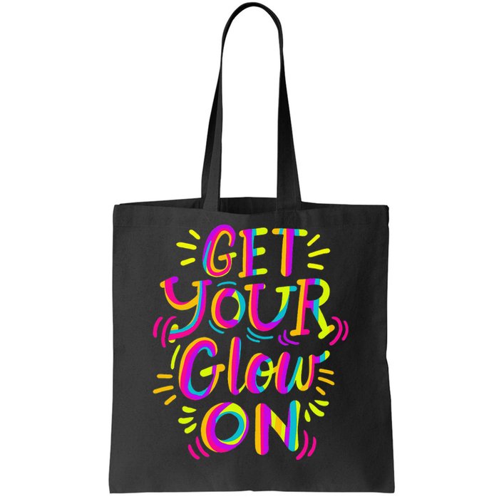 Glow Design for and Adults Bright Colors 80s Themed Tote Bag