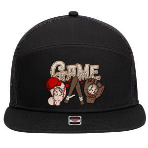 Game Day Funny Baseball Mama Baseball Season Game Day Mama 7 Panel Mesh Trucker Snapback Hat