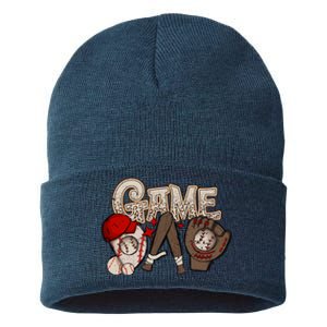 Game Day Funny Baseball Mama Baseball Season Game Day Mama Sustainable Knit Beanie