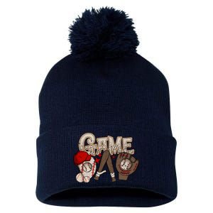 Game Day Funny Baseball Mama Baseball Season Game Day Mama Pom Pom 12in Knit Beanie