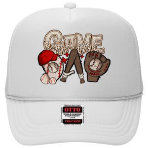 Game Day Funny Baseball Mama Baseball Season Game Day Mama High Crown Mesh Back Trucker Hat