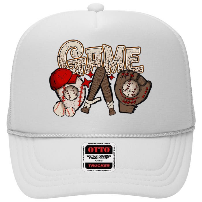 Game Day Funny Baseball Mama Baseball Season Game Day Mama High Crown Mesh Back Trucker Hat