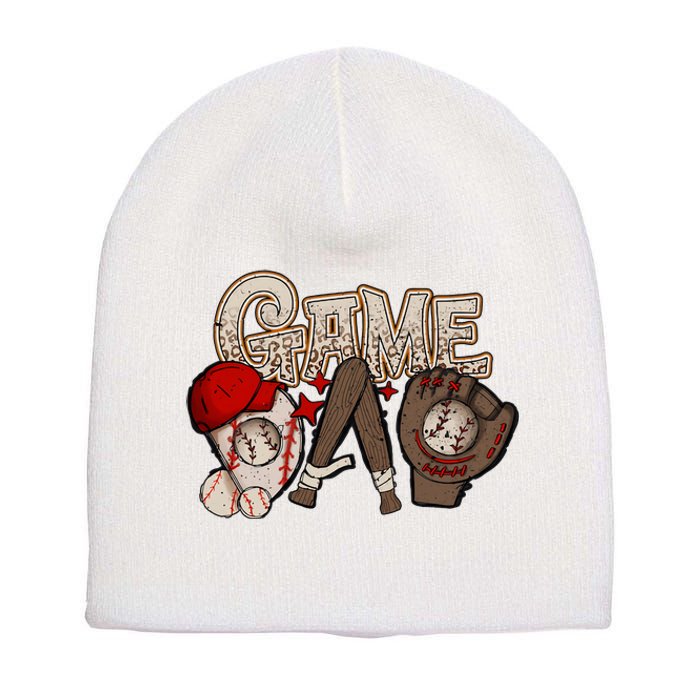 Game Day Funny Baseball Mama Baseball Season Game Day Mama Short Acrylic Beanie