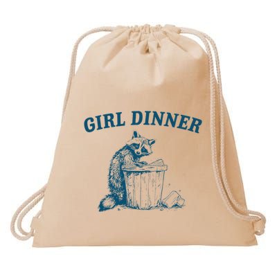 Girl Dinner Funny Raccoon Meme Panda Drawstring Bag