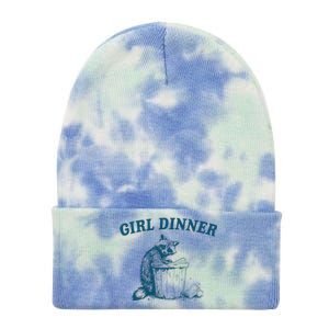 Girl Dinner Funny Raccoon Meme Panda Tie Dye 12in Knit Beanie