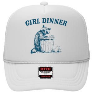 Girl Dinner Funny Raccoon Meme Panda High Crown Mesh Back Trucker Hat