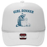 Girl Dinner Funny Raccoon Meme Panda High Crown Mesh Back Trucker Hat