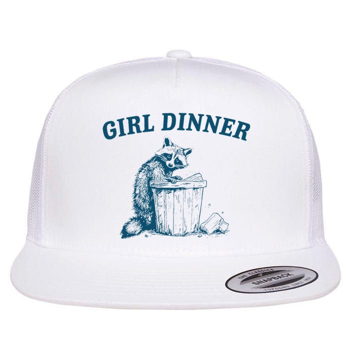 Girl Dinner Funny Raccoon Meme Panda Flat Bill Trucker Hat