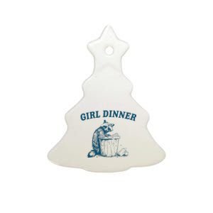 Girl Dinner Funny Raccoon Meme Panda Ceramic Tree Ornament