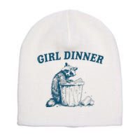 Girl Dinner Funny Raccoon Meme Panda Short Acrylic Beanie