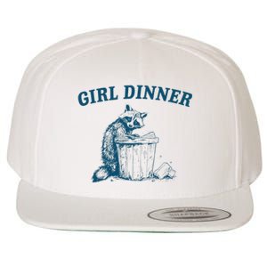 Girl Dinner Funny Raccoon Meme Panda Wool Snapback Cap