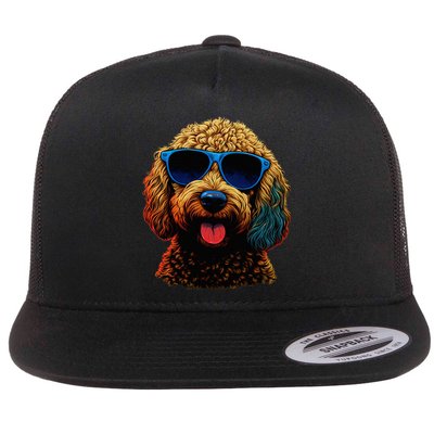 Goldendoodle Dood Funny Doodle Dog Golden Doodle Flat Bill Trucker Hat