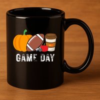 Game Day Football Pumpkin Fall 11oz C Handle Ceramic Mug
