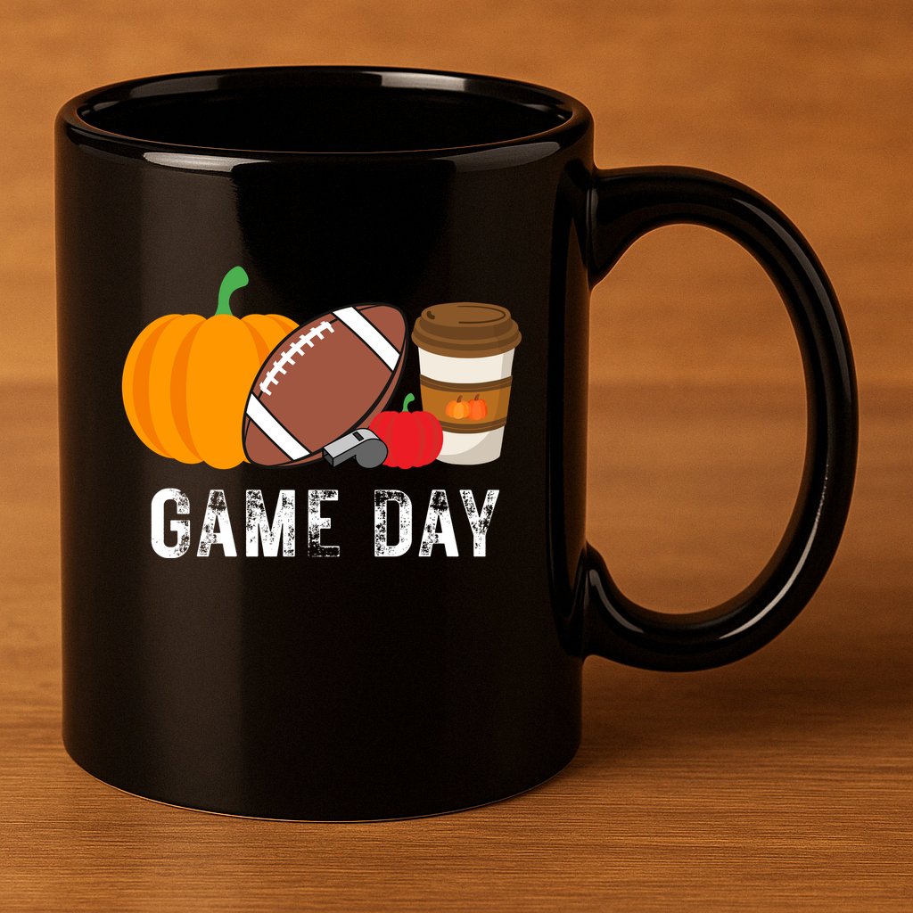 Game Day Football Pumpkin Fall 11oz C Handle Ceramic Mug