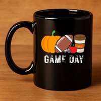 Game Day Football Pumpkin Fall 11oz C Handle Ceramic Mug