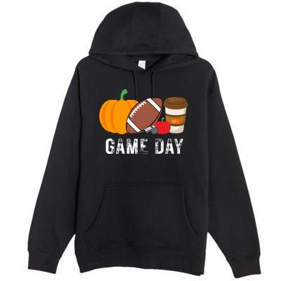 Game Day Football Pumpkin Fall Premium Pullover Hoodie