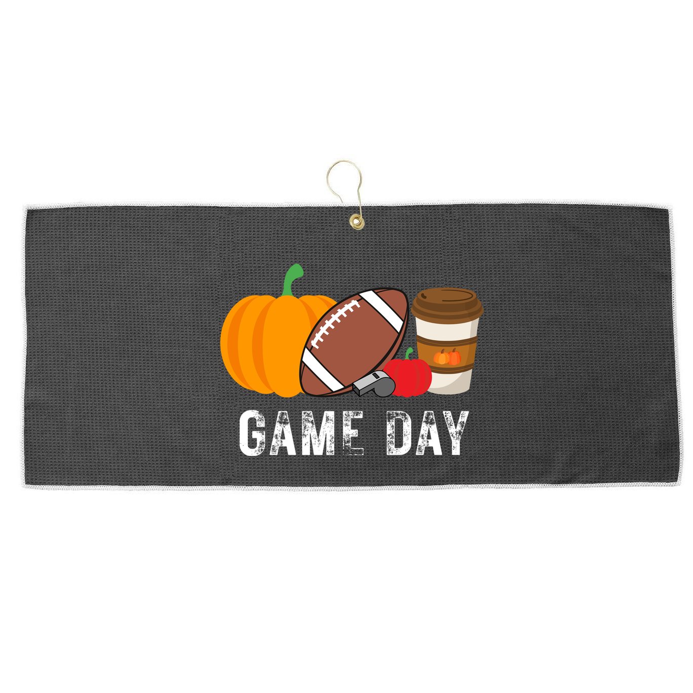 Game Day Football Pumpkin Fall Large Microfiber Waffle Golf Towel