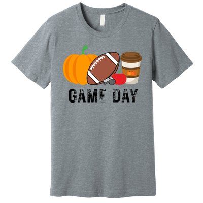 Game Day Football Pumpkin Fall Premium T-Shirt